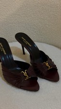 YSL Burgundy Babylone Mules