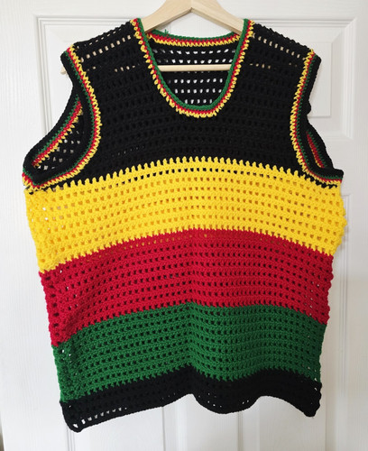 Handmade crochet rasta vest - rasta,