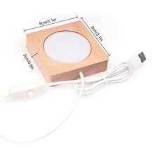 8x8x2cm Square Wood USB LED