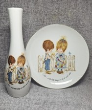 Vintage Petticoats And Pantaloons by Roth .Genuine Porcelain .Plate & Vase Set .