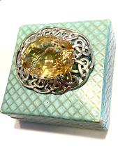 LARGE Vintage 1962 James Coull Scottish Iona Silver & Citrine / Quartz Brooch