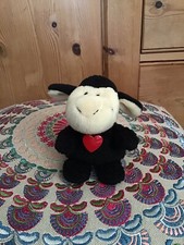 New Nici 1999 Black Sheep Lamb Red Heart Small Beanbag Soft Plush Toy 4"
