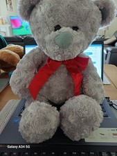 Cuddly Grey teddy bear plush.  14 inches from sitting
