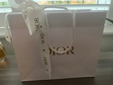 Christian Dior Gift Bag & Ribbon - White & Gold  27cm x 23cm x 12cm