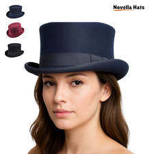 100% Wool Felt Crushable Top Hat Vintage Formal Victorian Style Hat Men Women