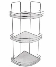 Bathroom Corner Shelf Mesh 3-Tier Chrome Tidy Shower Rack Organizer Storage