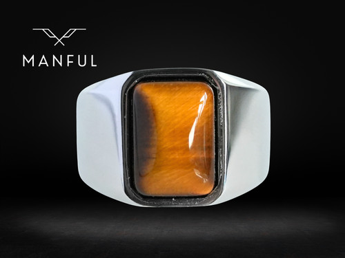 Tigers eye silver signet ring - signet,