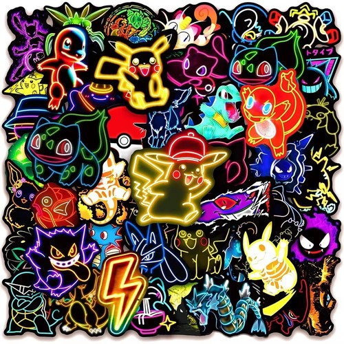 100pcs neon pokémon stickers - neon,