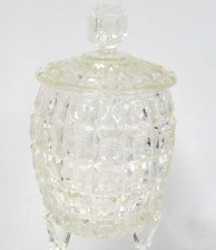 VINTAGE PRESSED GLASS BISCUIT BARREL/SWEET JAR/ICE BUCKET ART DECO STYLE HEAVY
