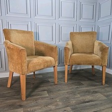 Pair 2 Retro Vintage Upholstered Armchairs - Retro Club Tub Chairs - Wooden Legs