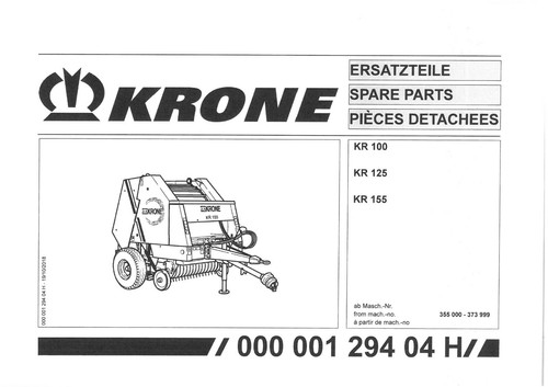 Krone round baler kr100 kr125 - round,