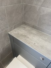 Matt Grey Slate Effect Chamfered Straight Edge Solid Core Bathroom Worktop