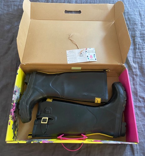 Joules black wellington boots - black,