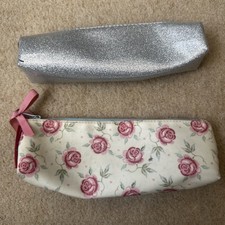 2 X Pencil Cases 1 - Emma Bridgewater, Roses & 1 WHS Silver Sparkle