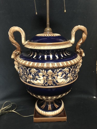 Cobalt majolica lamp - cobalt,