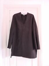 Lepel vintage tunic linen kaftan chocolate brown beads embroidery size 16