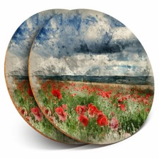 2 x Coasters - Beautiful Poppy