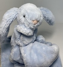 Jellycat Bashful Bunny Rabbit Pale Blue Baby Blanket Comforter Soother VGC