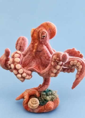 Needle felted octopus with - felted,