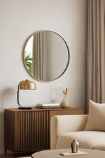 Studio Round Wall Mirror,80.5Dia cm.Antique Champagne Silver-M61SL No Return