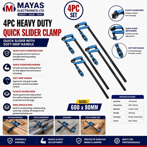 4pc clamp set size - f-clamp, x