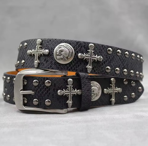 Leather belt chrome y2k - y2k, buckle