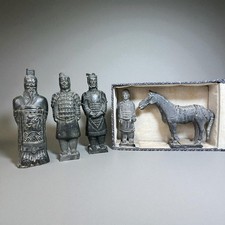 Vintage Chinese Terracotta Clay Warrior Soldier Statue Figurines X 5
