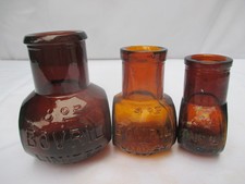 3x SUPERB AMBER VINTAGE ANTIQUE OLD BOVRIL JARS POTS VASES 