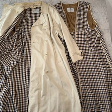 Vintage Aquascutum Trench Coat XXL Beige Jacket Mac Nova Check Wool Zip In Liner
