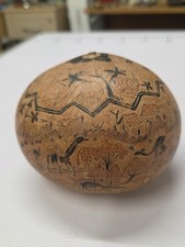 Peru hand carved gourd rattle