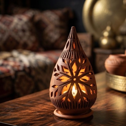 Terracotta candle holder - terracotta,
