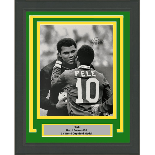Framed autographed signed pele - framed, autographed/signed