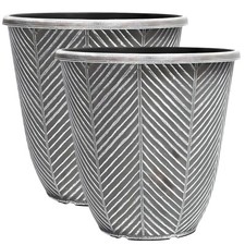 2Pc Plastic Round Gyey Urn