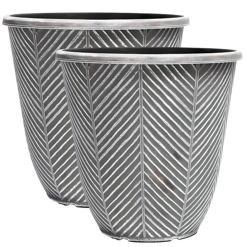 2pc plastic round gyey - round, urn