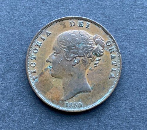 1854 copper penny - copper,