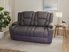 New Electric Recliner 2 Seater Sofa Orlando in Grey Aire Leather | CLEARANCE!