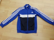 Boys ADIDAS Blue, Black & White Tracksuit Zip Up Top - Age 7-8 Years