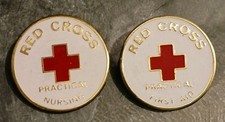 Practical Nursing & First Aider Red Cross Society Enamel Badges x 2