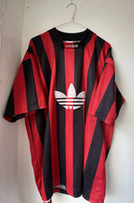 Vintage Adidas Template Shirt 1990’s Red Black Large / XL Ac Milan Style Jersey