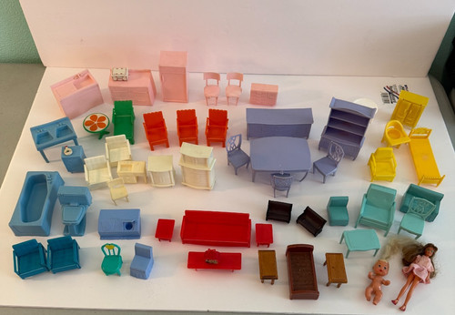 Lot vtg doll house - doll,