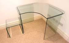 John Lewis Staten Glass Corner Desk - and Glass Side Table