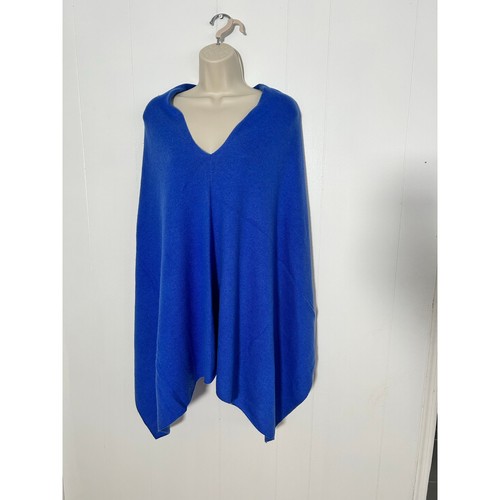 Cashmere poncho royal blue - poncho,
