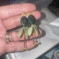 Ditsy Snowdrop ? Flower Style Dangle Earrings Glass Enamel