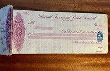 Vintage Nat’l Provincial Bank Lg Cheque, Stubs (1935-39)  In Orig Card/b Cover