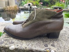 VINTAGE ROMBAH WALLACE KHAKI LEATHER SUEDE MADE IN ITALY SHOES UK 5.5