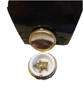 Celtic Knot Enamel & Brass Pill/trinket Box With Bonus Tiny Pig Charm! VGC
