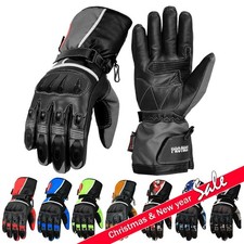 Cowhide Leather Motorbike Gloves Motorcycle Armoured Waterproof Knuckles Glove