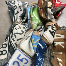 Quirky US License Plate Printed Fabrics For Upholstery Curtains & Cushions Per M