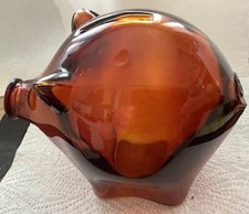 Vintage  Amber Glass Pig in the Cascade Range, Wood Bros Piggy Bank / Moneybox