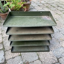 Vintage 5 Tier A4 Industrial Green Metal Filing Tray Desk Tidy Rusty Needs TLC
